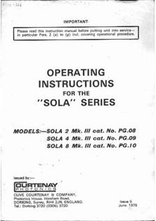 Courtenay Ltd Sola Mark 3 manual. Camera Instructions.